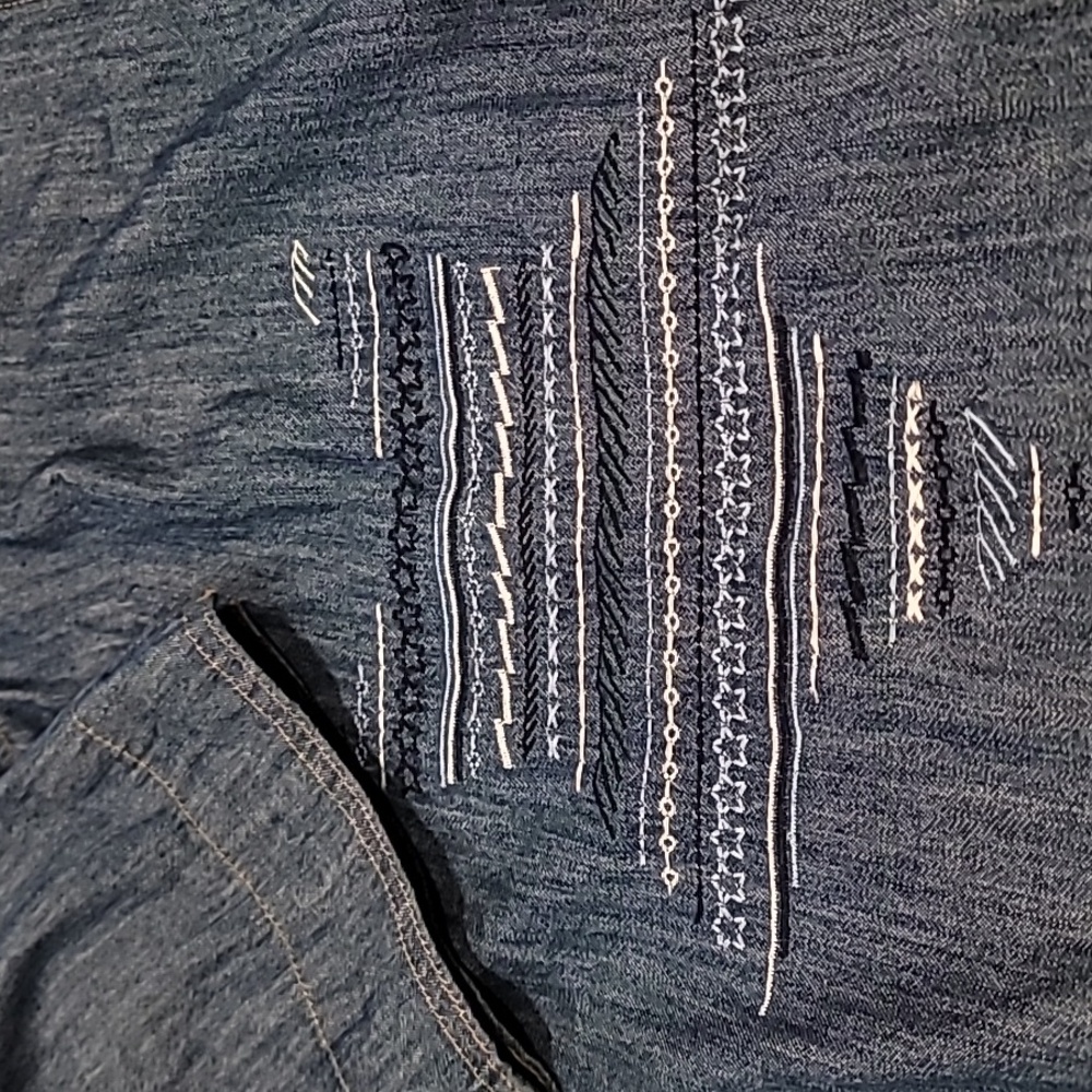 City Blue Chambray Embroidered Patriotic Stars Shirt Blue 18W - Picture 5 of 11